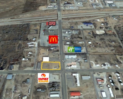 google image with business mcdonals,. holiday in exppress, cefco and route 66 logos on it with yellow box outline in south part of screen